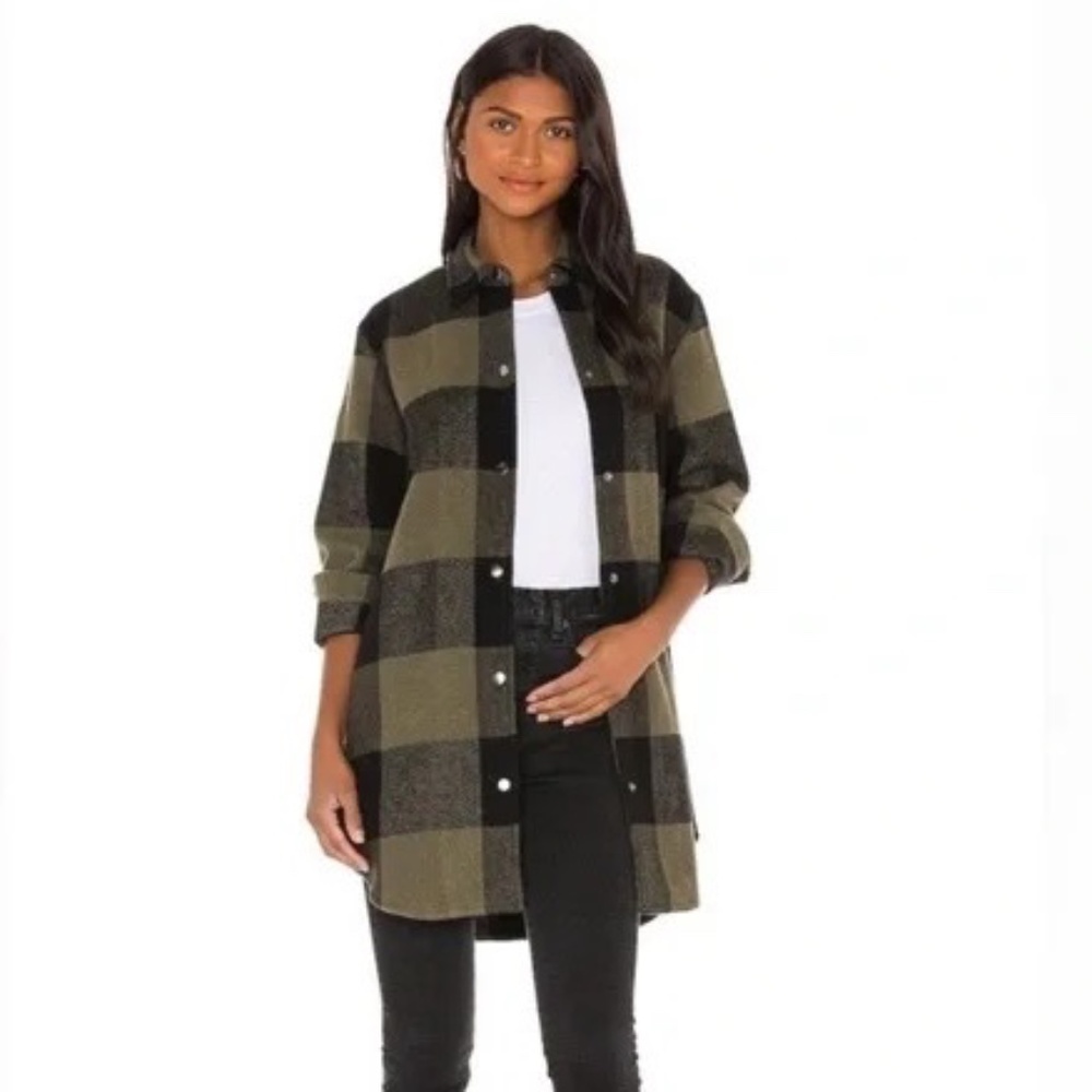 Steve Madden Eldridge Green and Black Plaid Coat